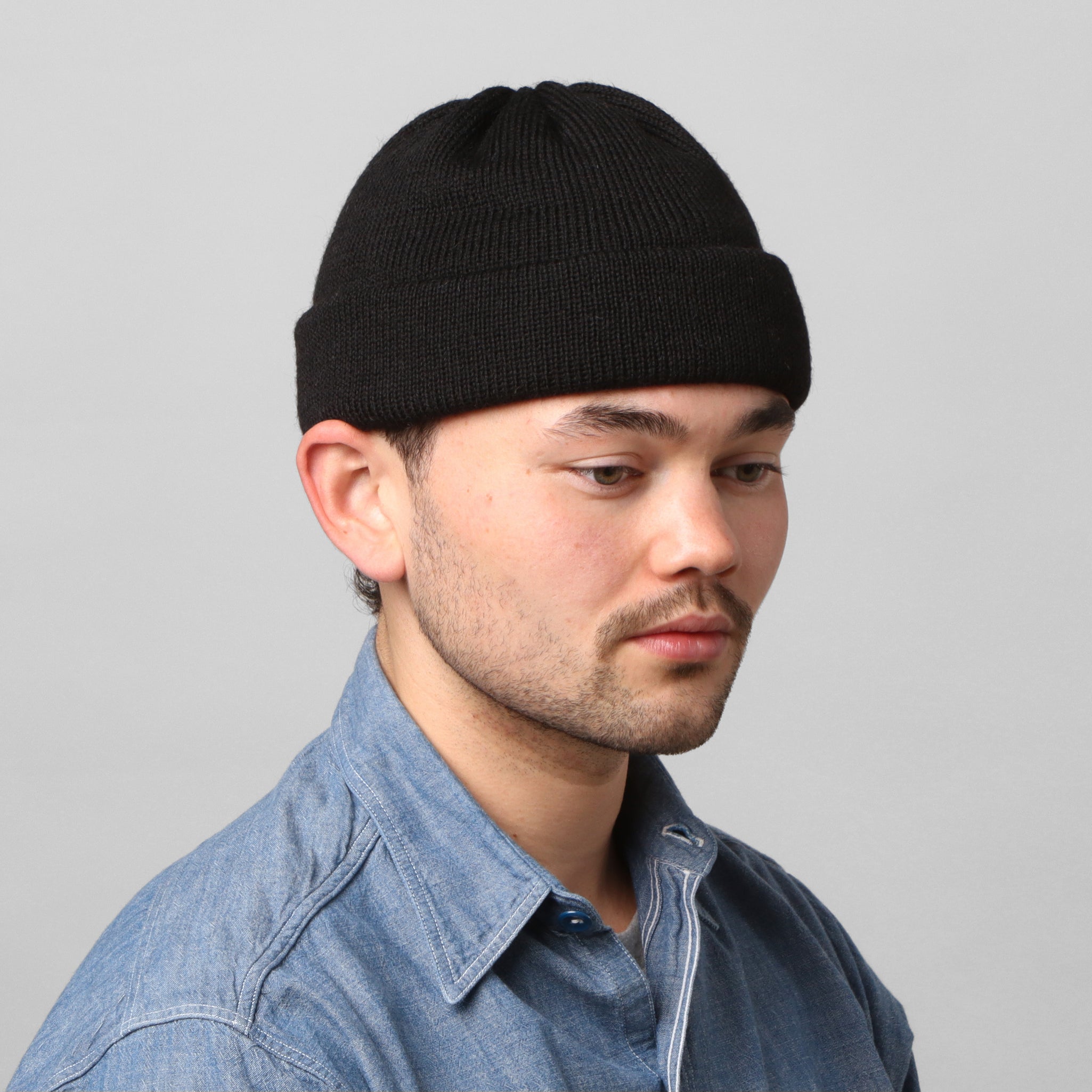 Wool 7G Tubular Hat - Black