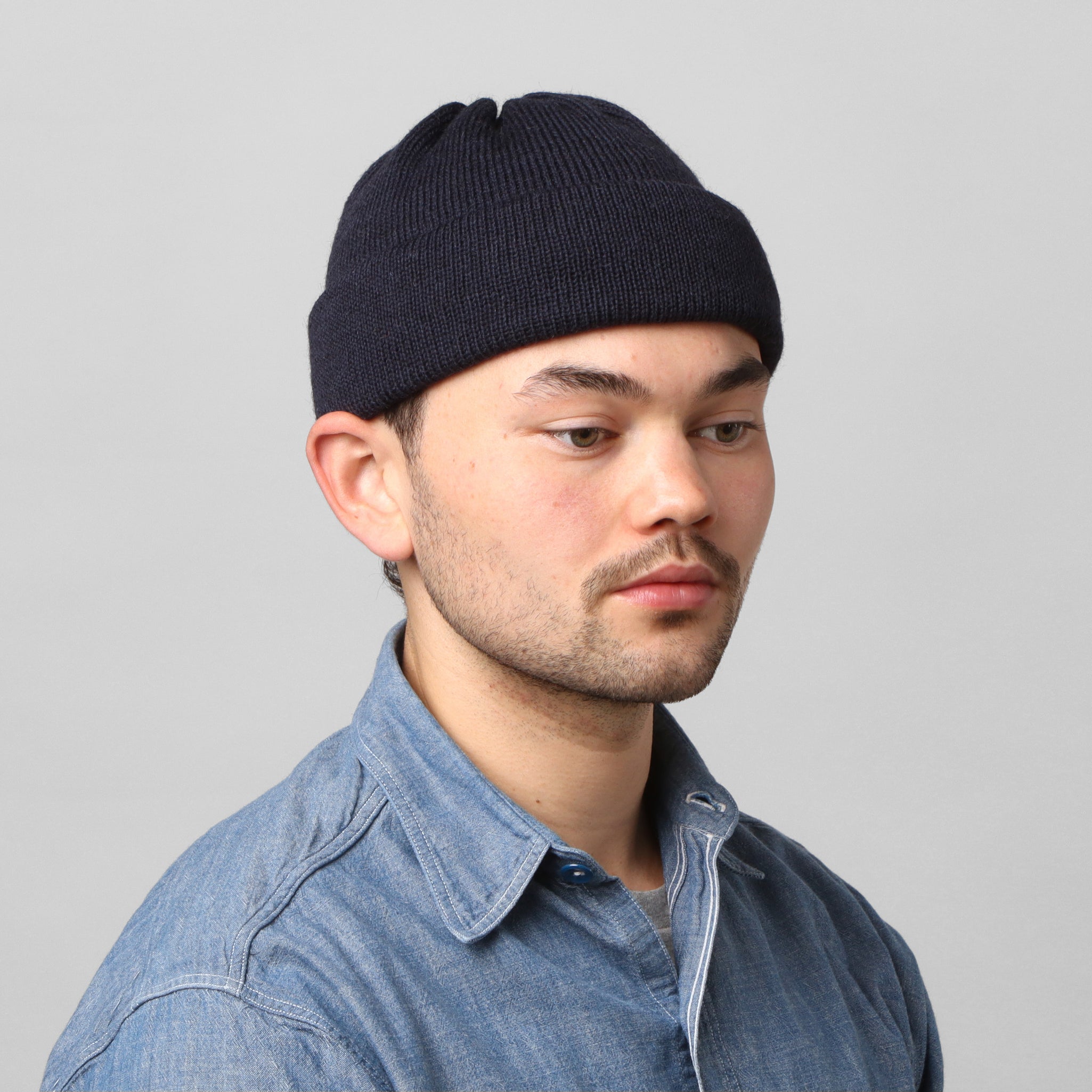 Wool 7G Tubular Hat - Navy