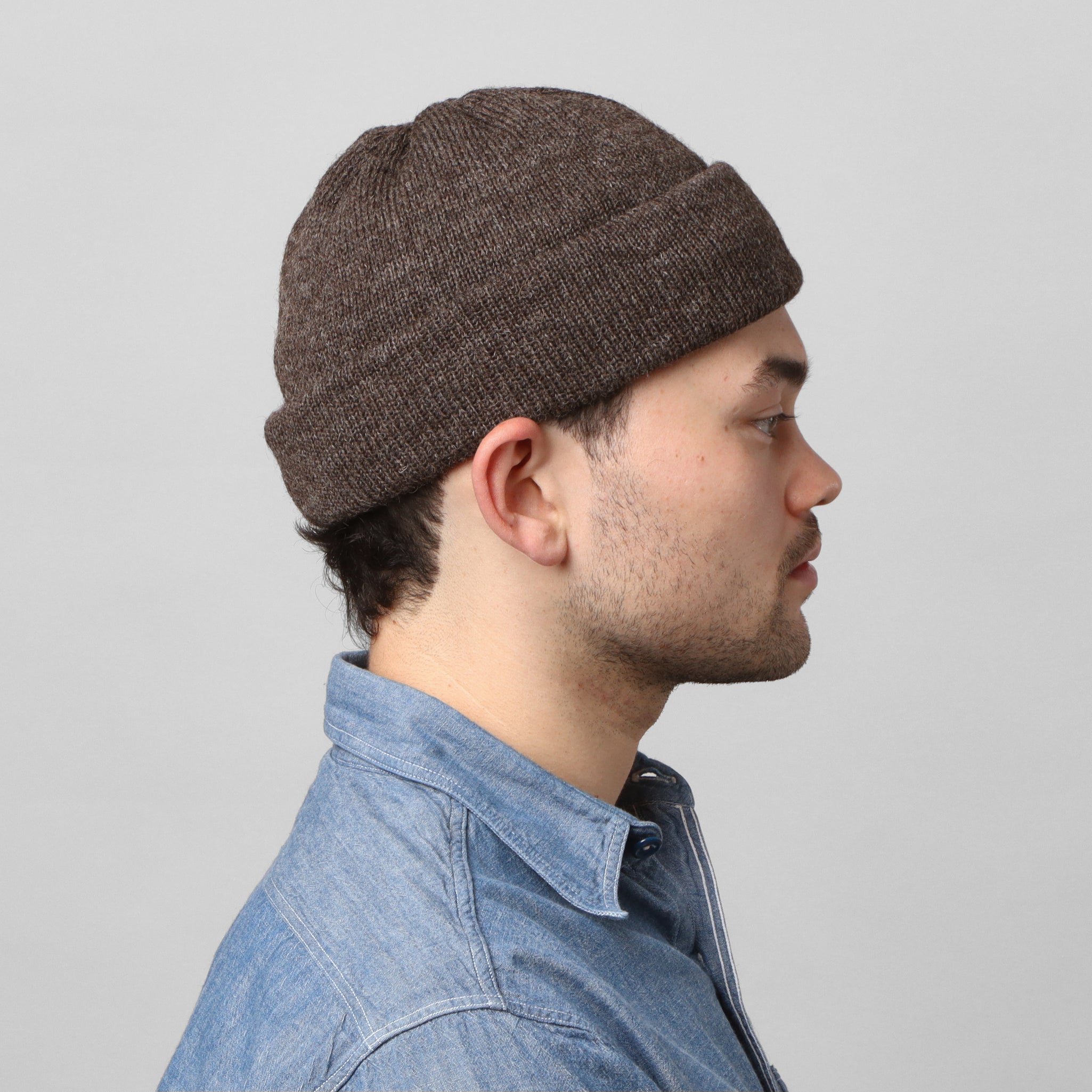 Wool 7G Tubular Hat - Brown