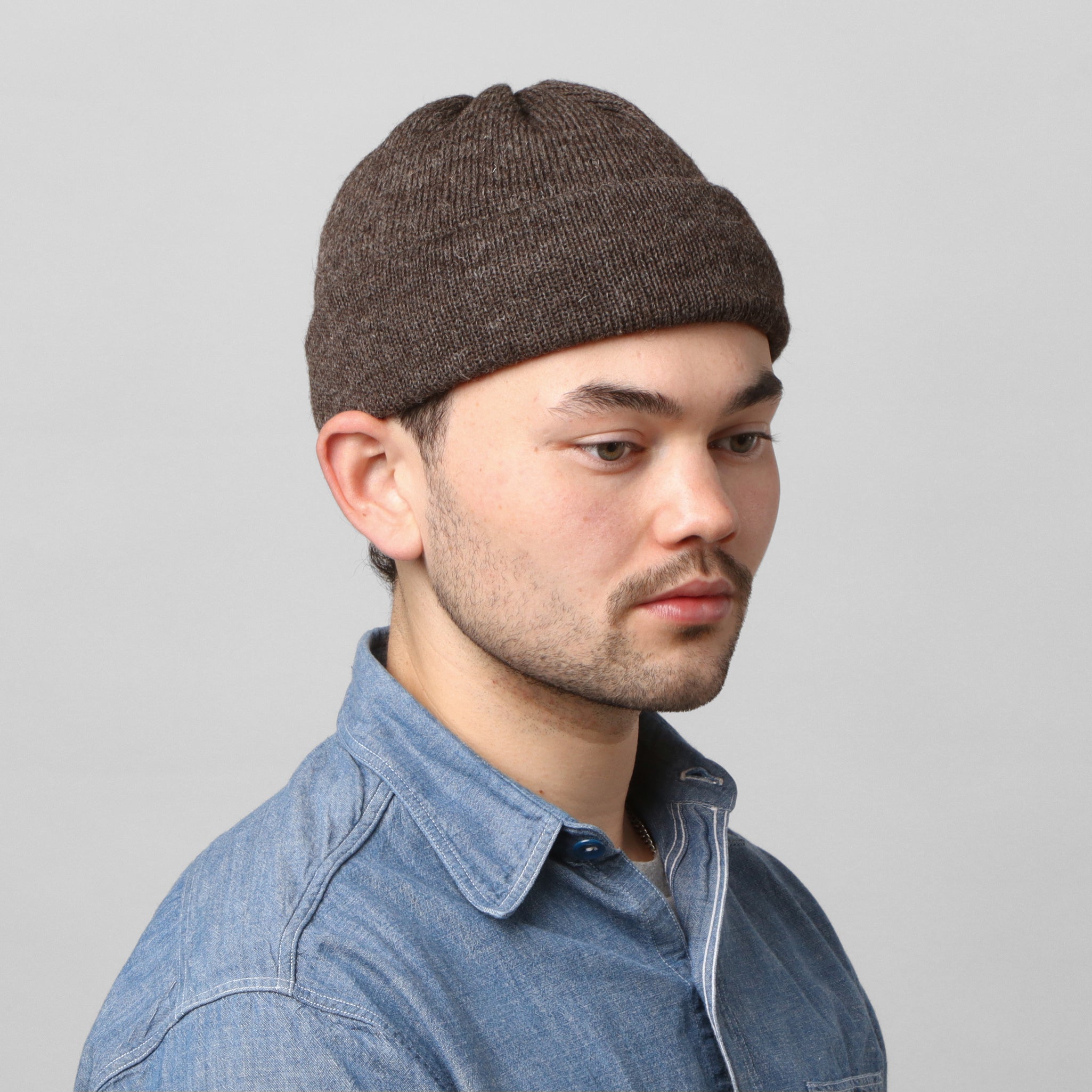 Wool 7G Tubular Hat - Brown