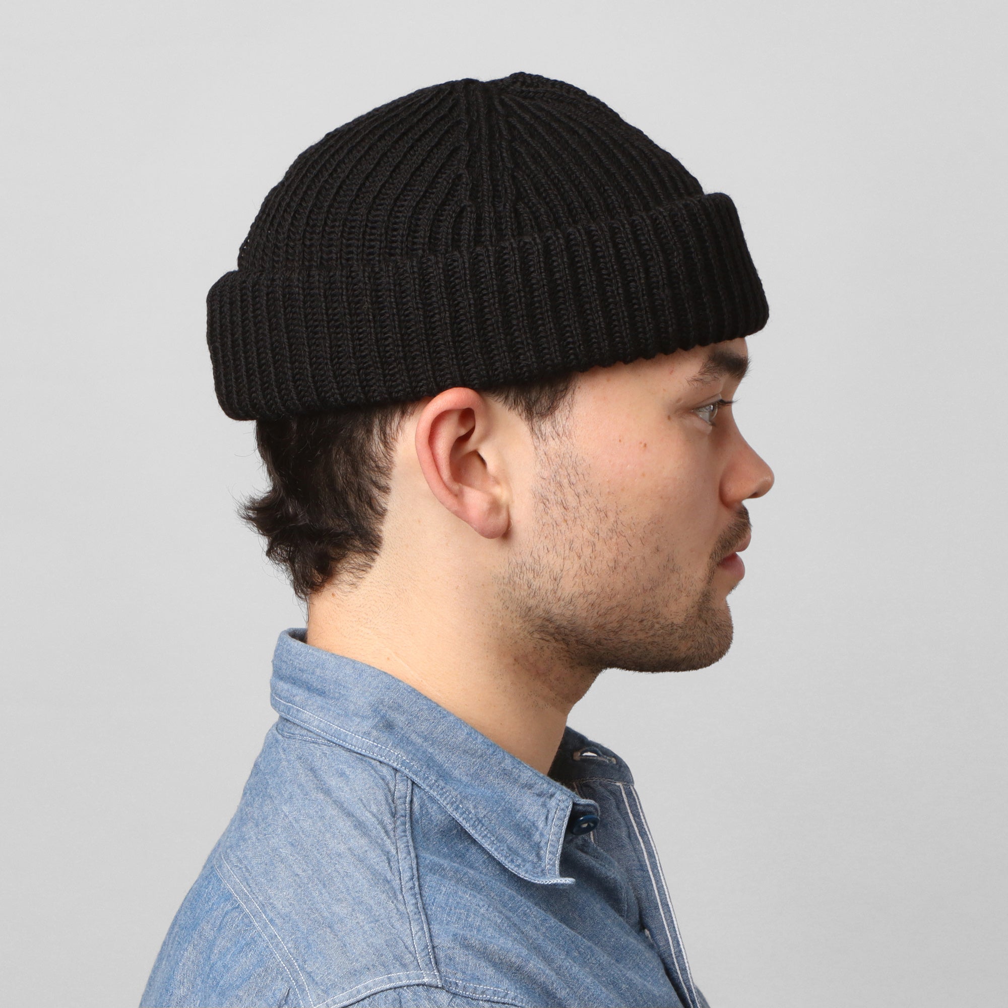 Merino Ribbed Beanie - Black