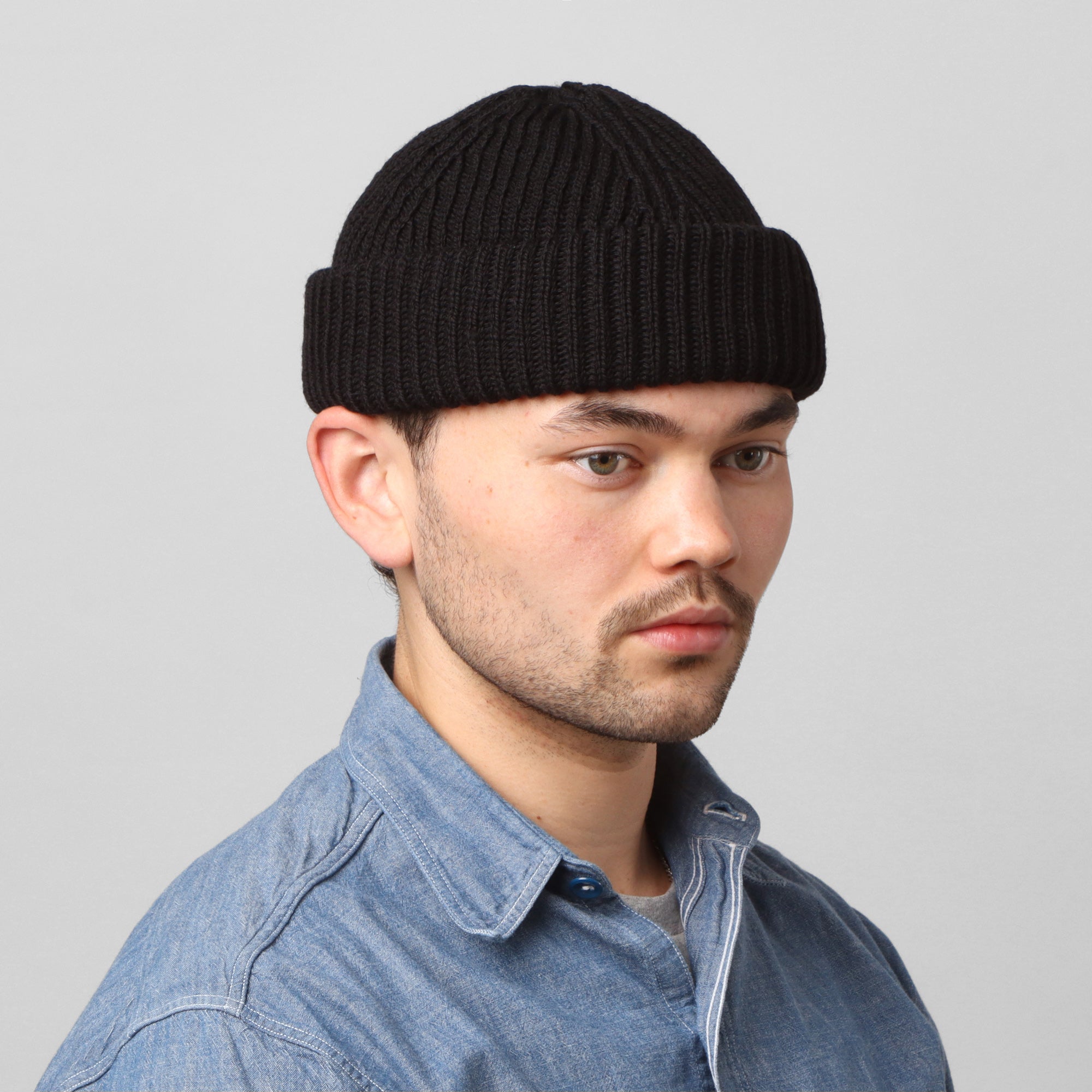 Merino Ribbed Beanie - Black