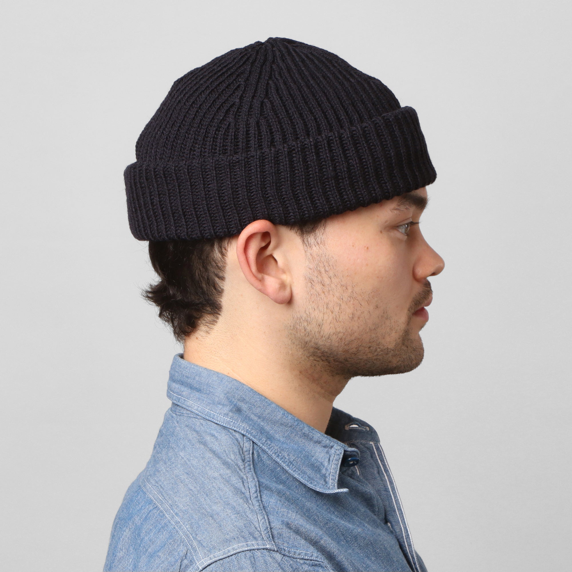 Merino Ribbed Beanie - Navy