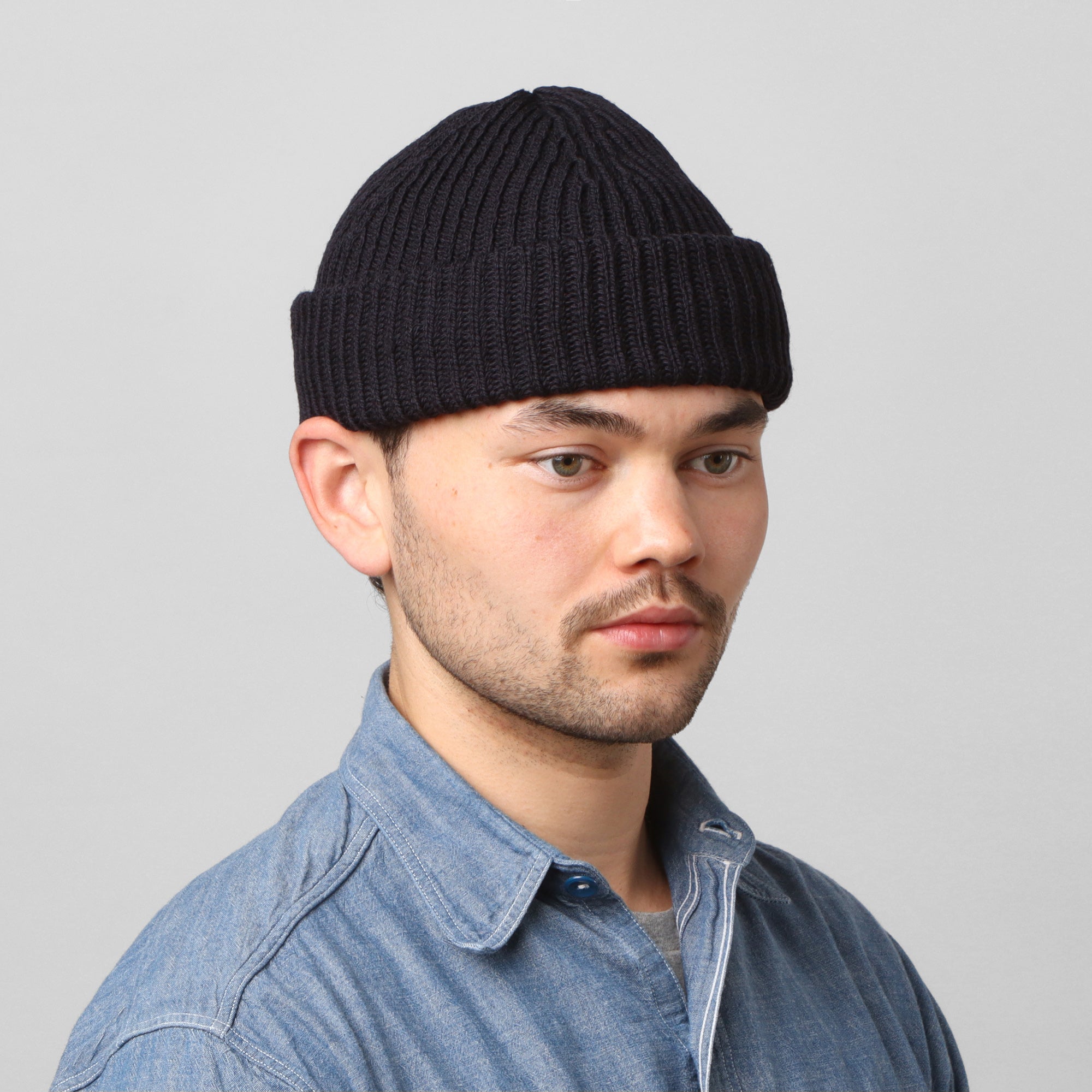 Merino Ribbed Beanie - Navy