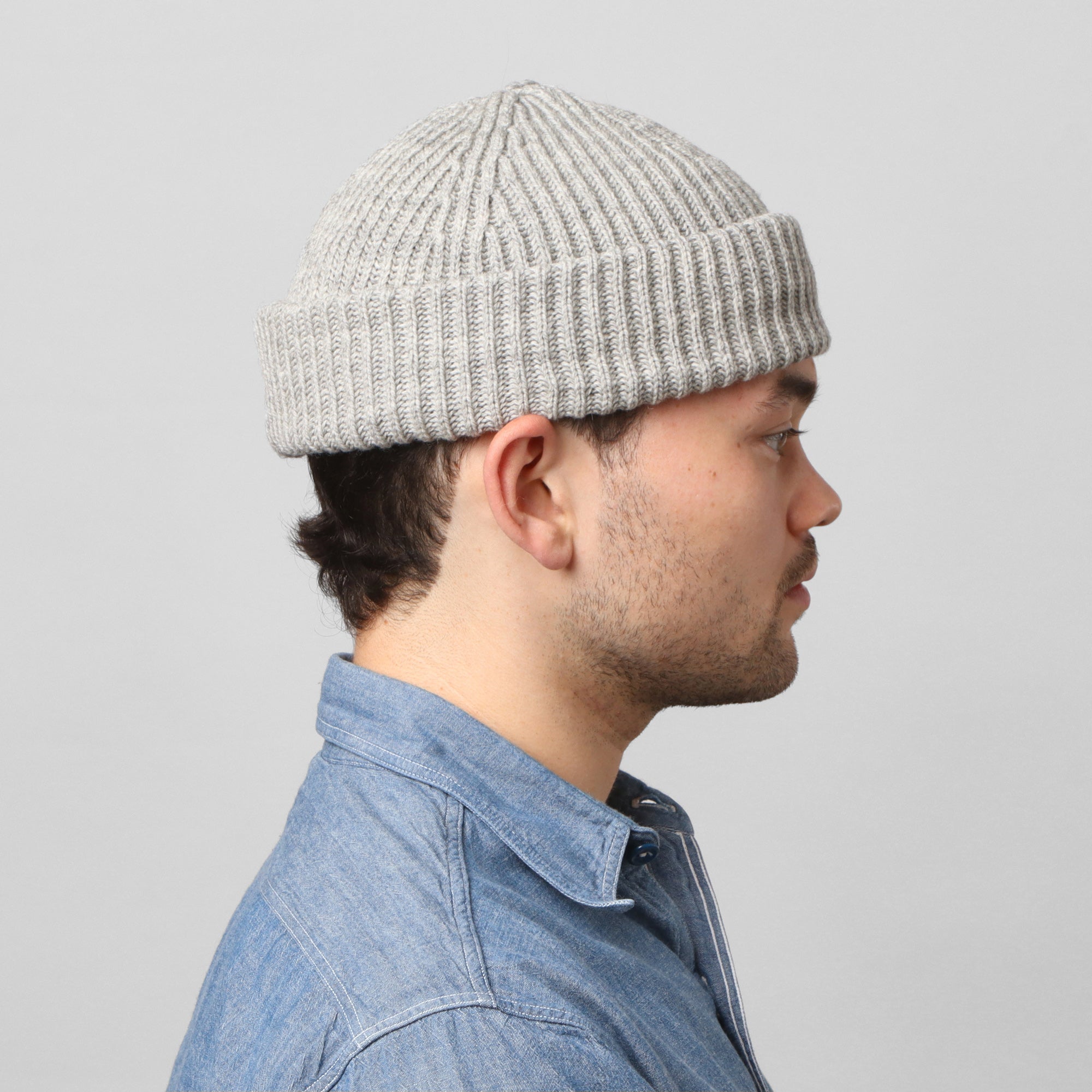 Merino Ribbed Beanie - Light Grey