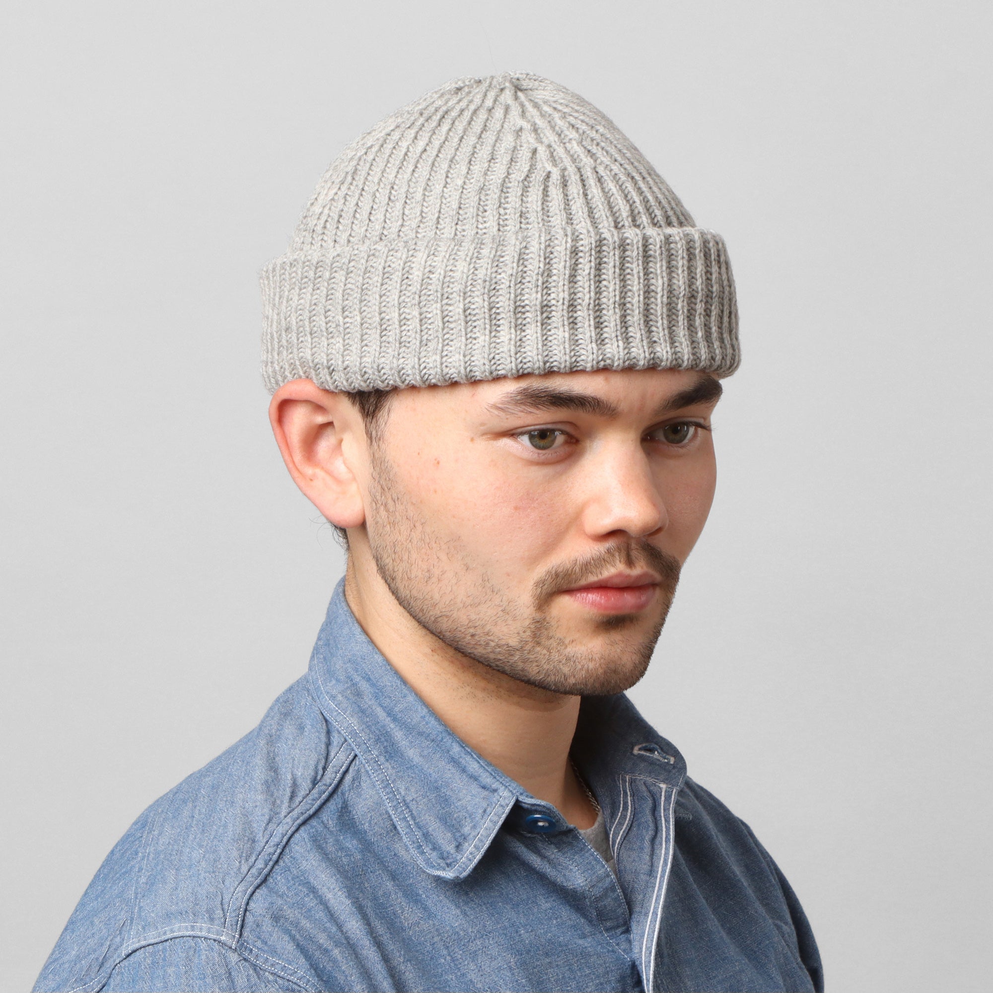 Merino Ribbed Beanie - Light Grey