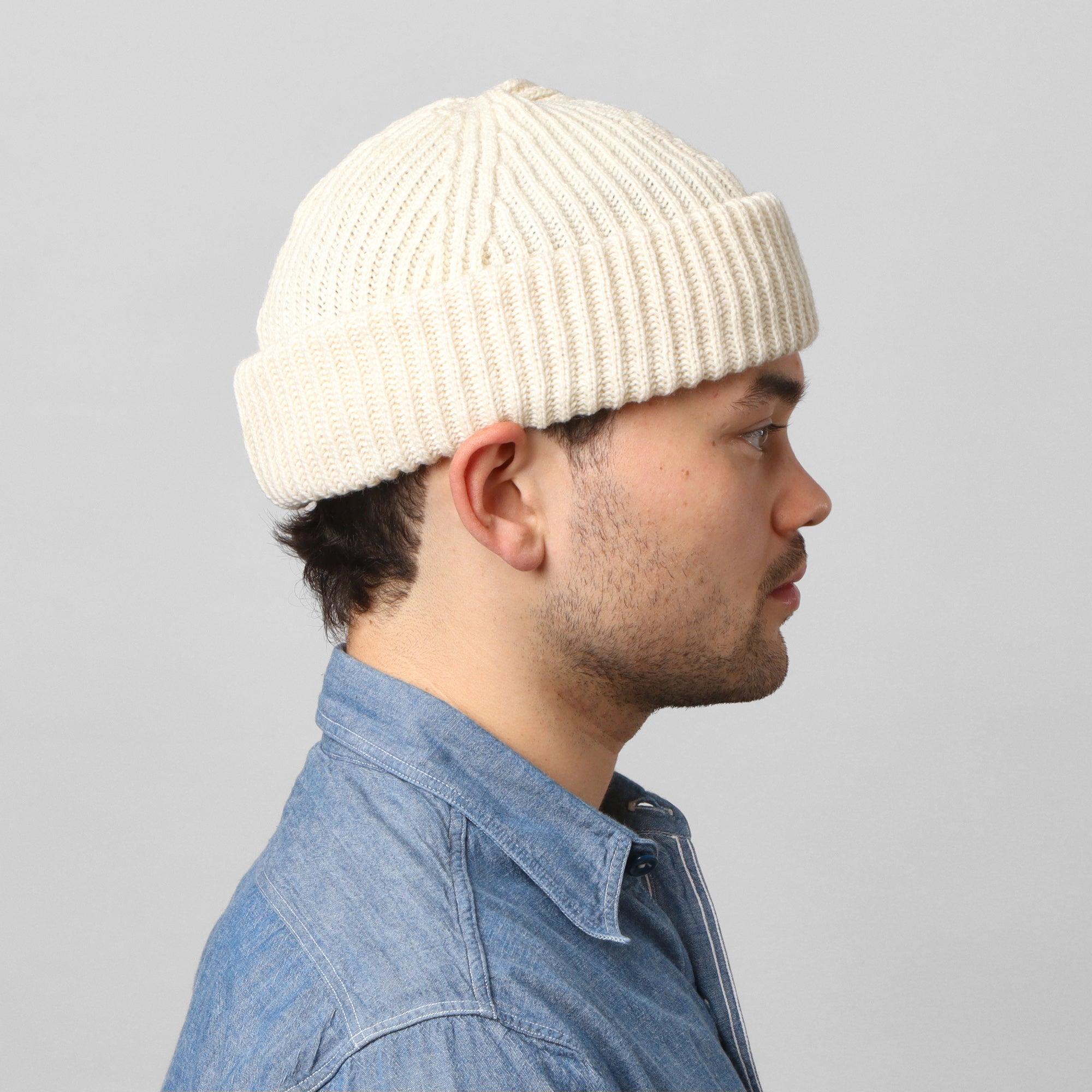 Merino Ribbed Beanie - Ecru