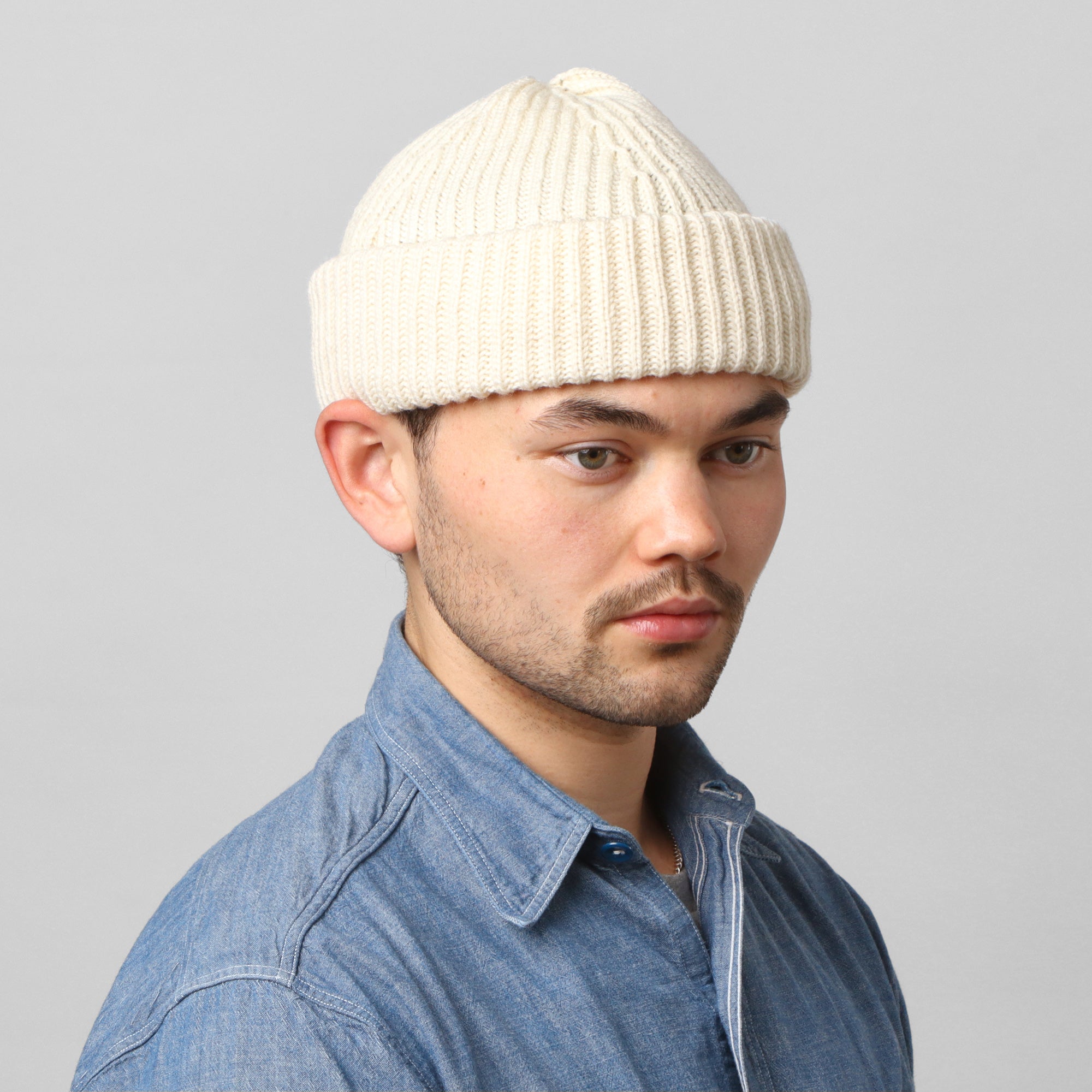 Merino Ribbed Beanie - Ecru