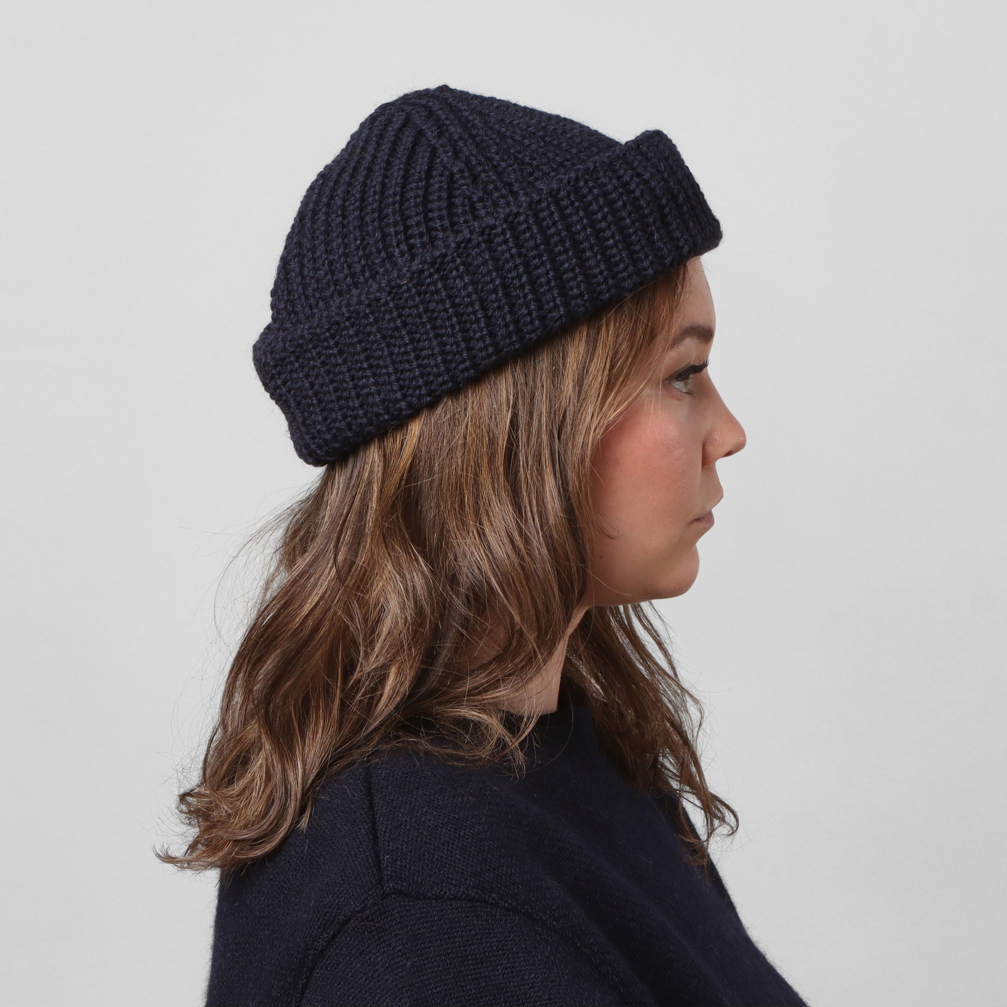 Wool Skull Cap - Navy