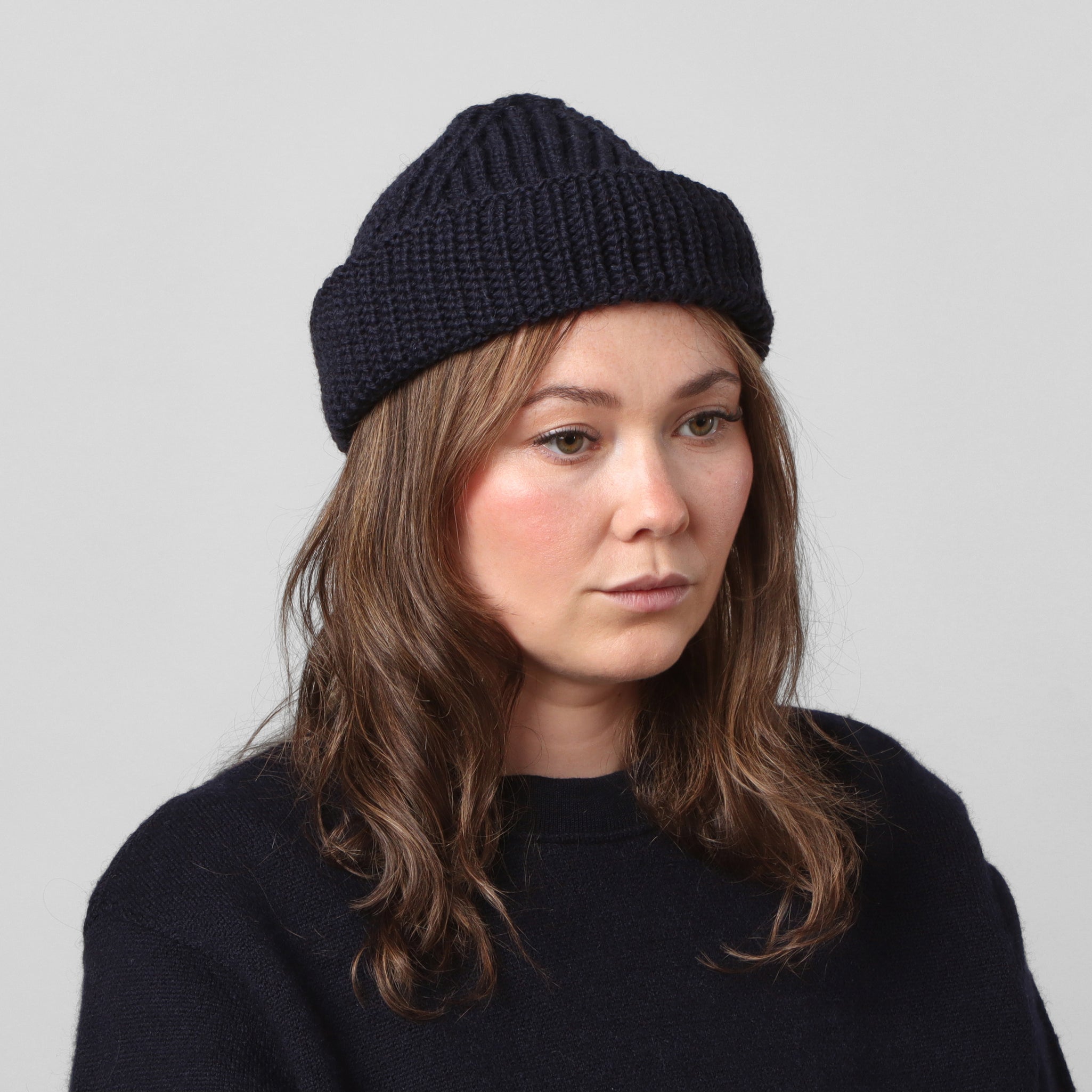 Wool Skull Cap - Navy