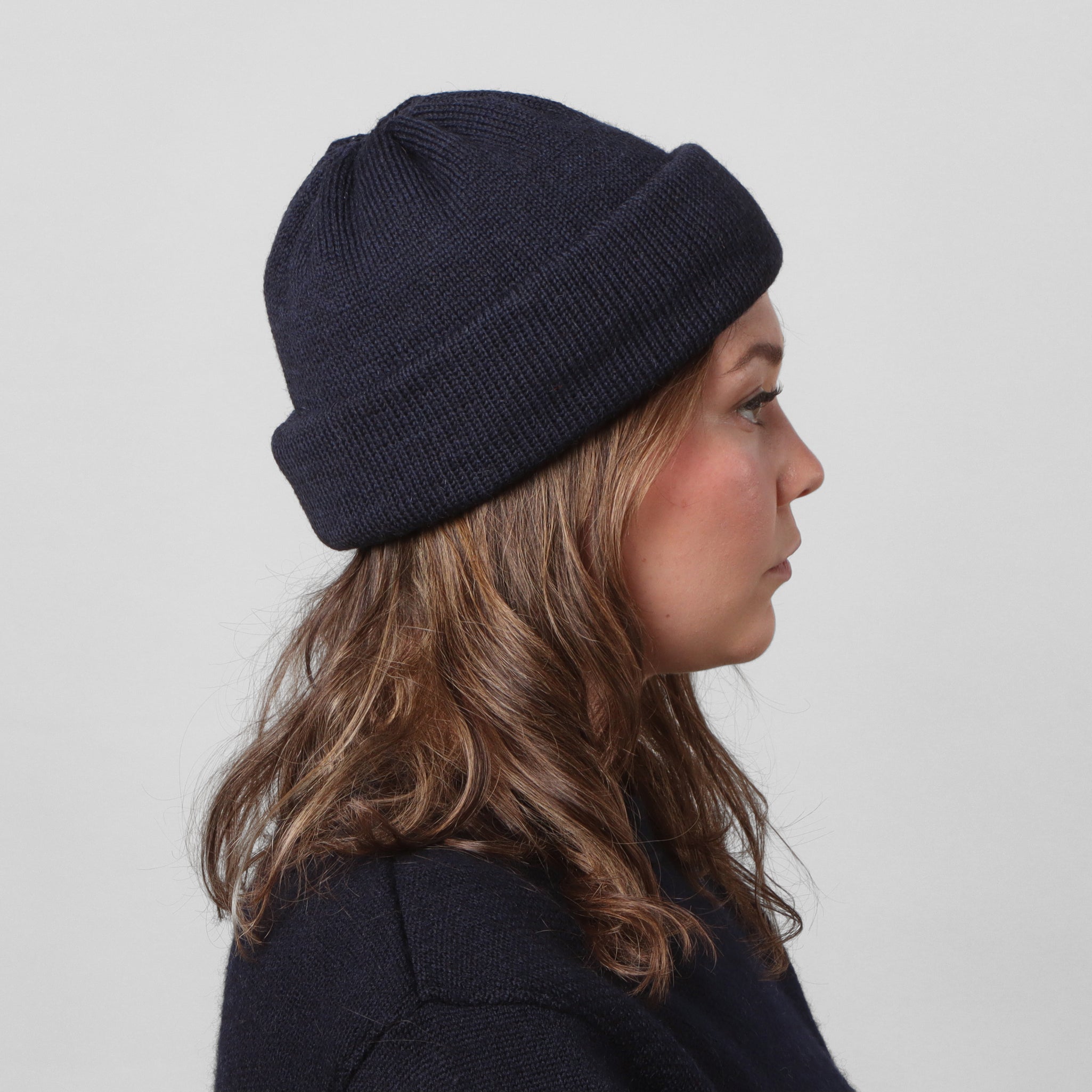 Wool 7G Tubular Hat - Navy