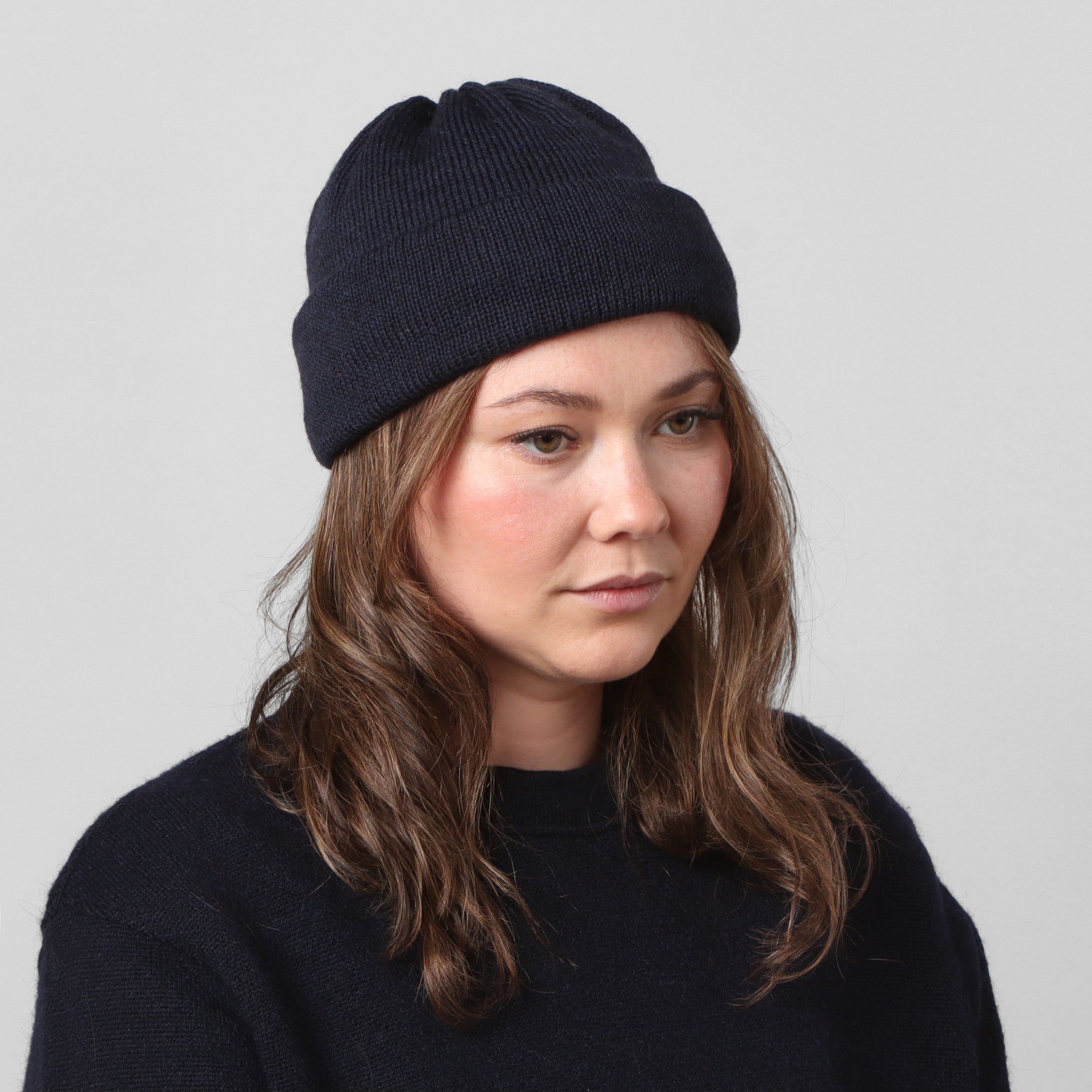 Wool 7G Tubular Hat - Navy