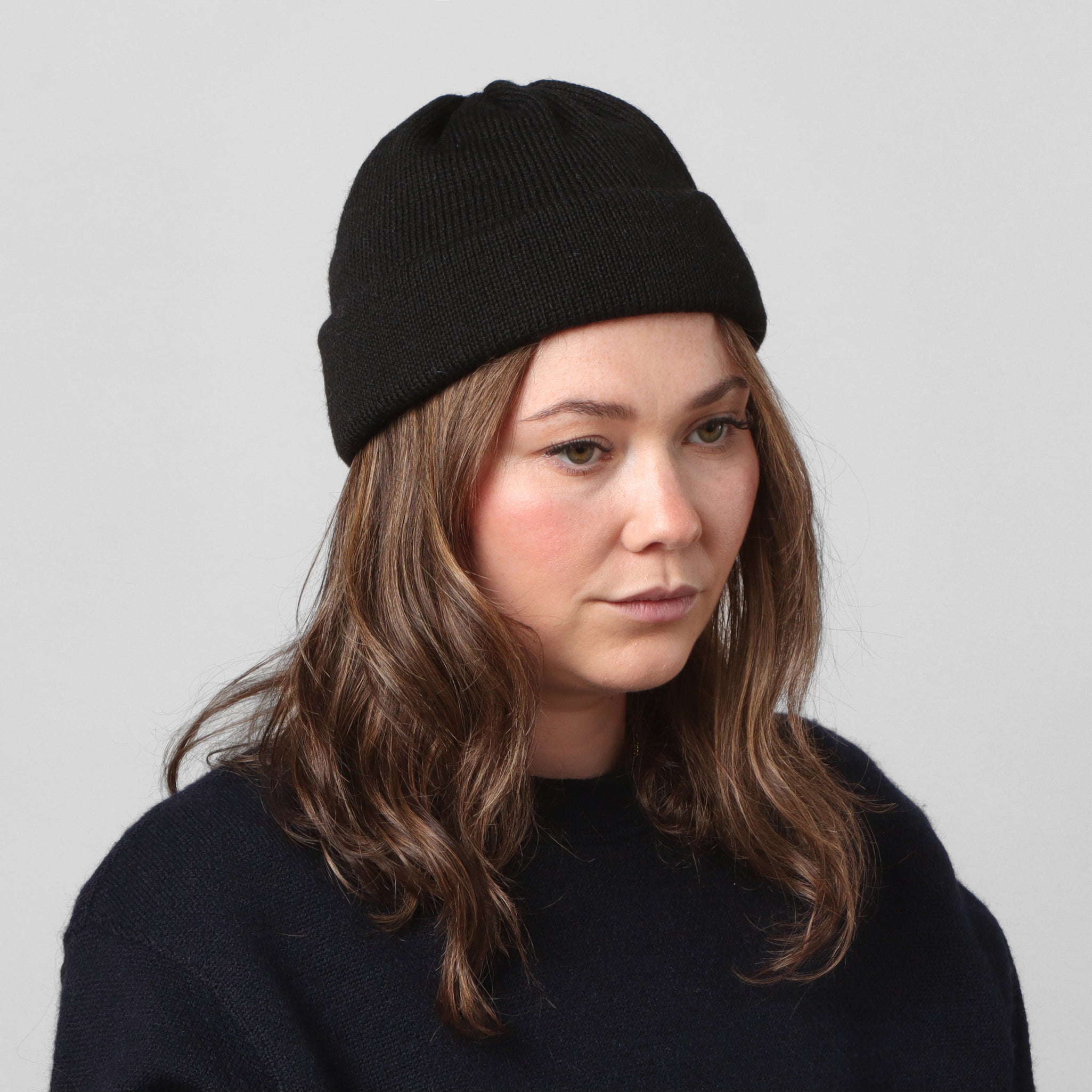 Wool 7G Tubular Hat - Black