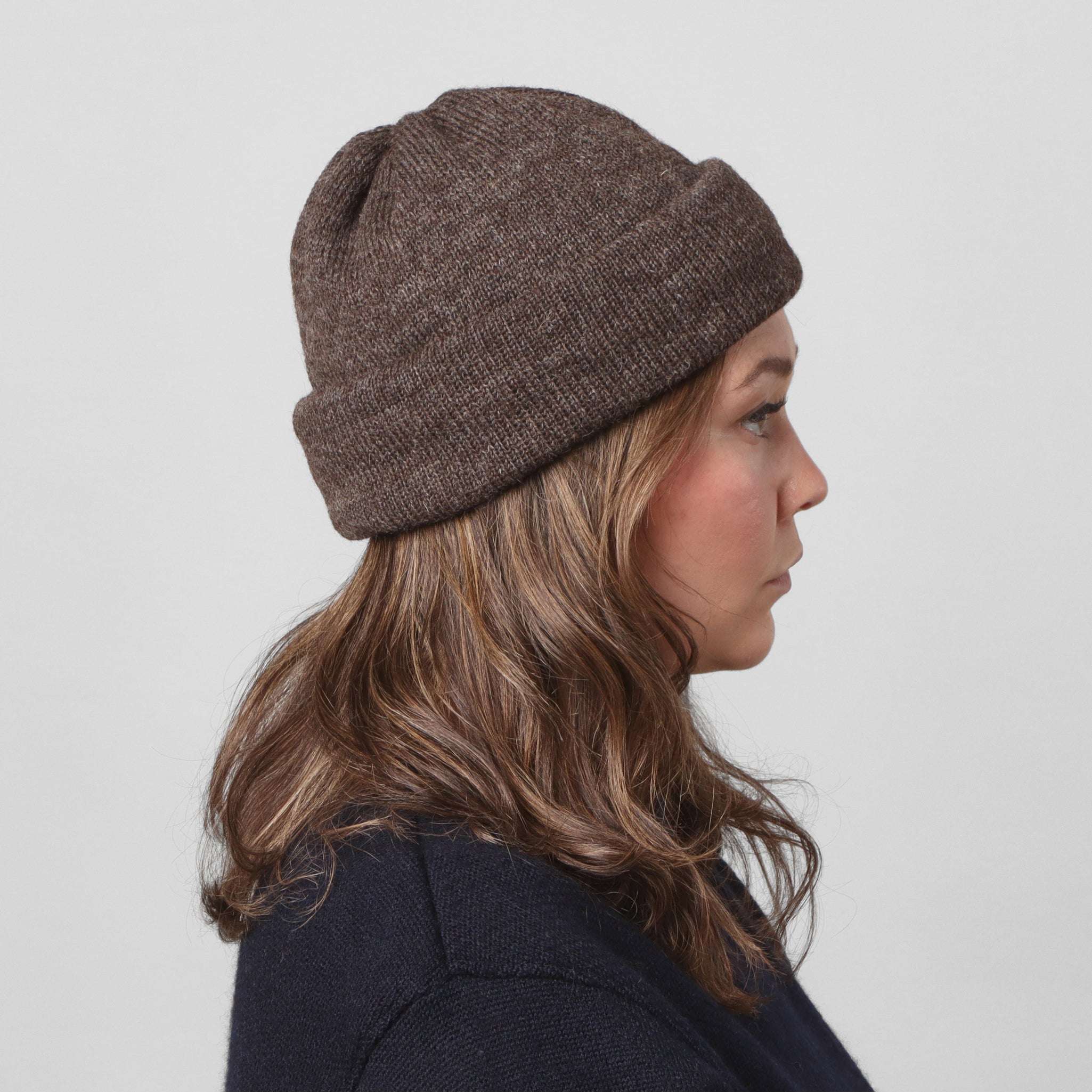 Wool 7G Tubular Hat - Brown