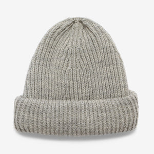 Merino Ribbed Beanie - Light Grey