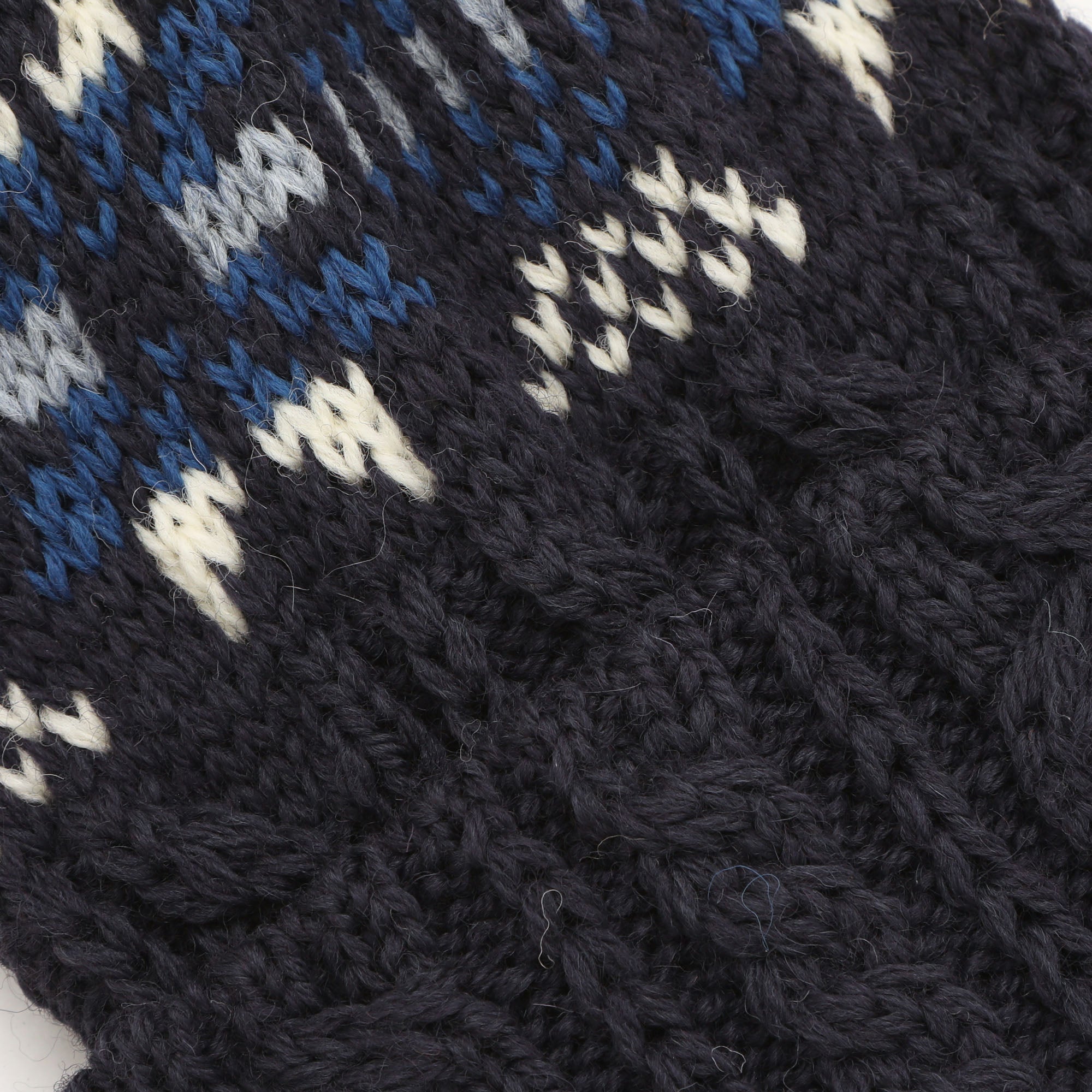 Cable Knit Snowflake Hat - Navy