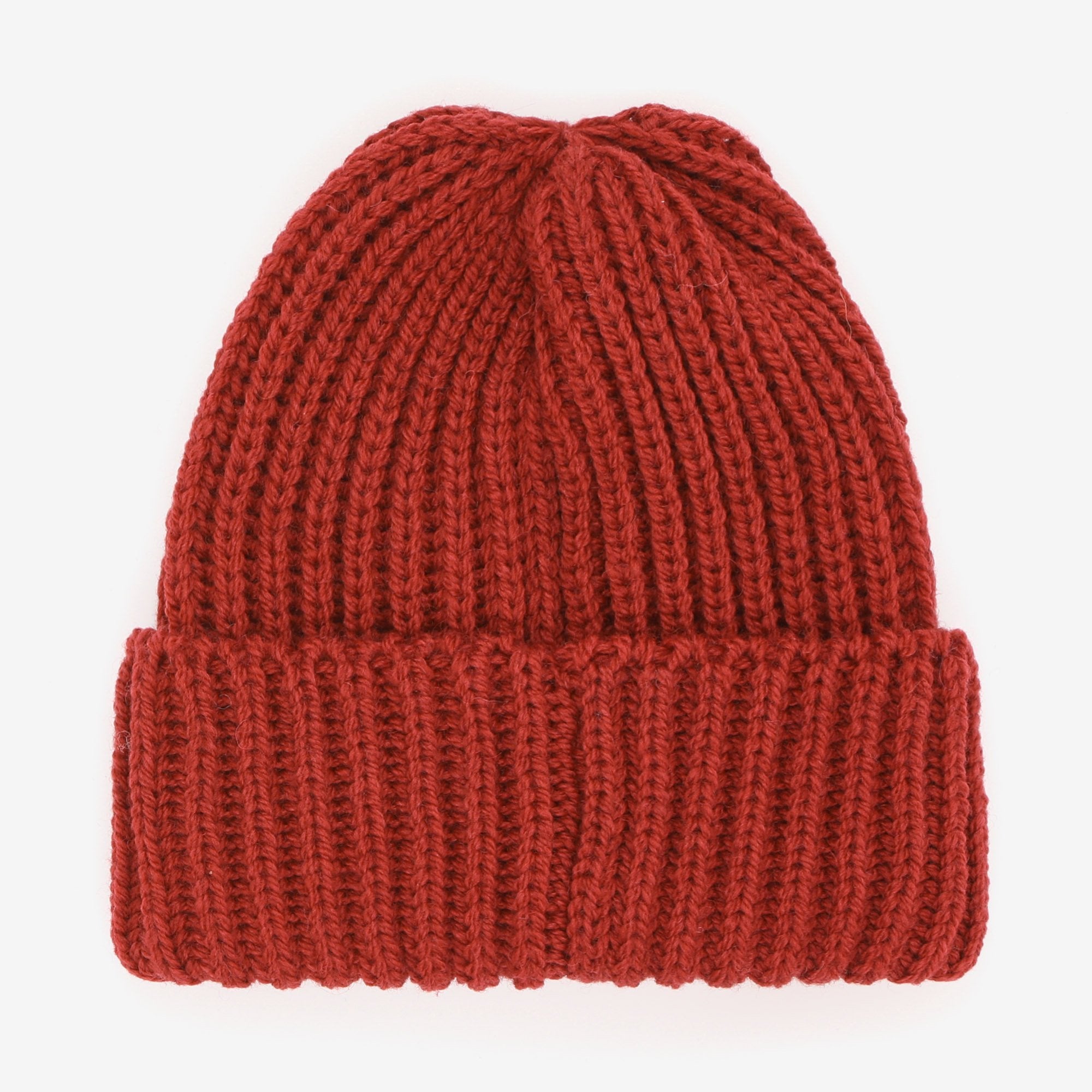 Merino Ribbed Hat - Red